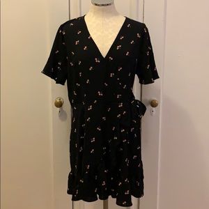 Xhilaration XXL Faux wrap Dress Black w Cherries